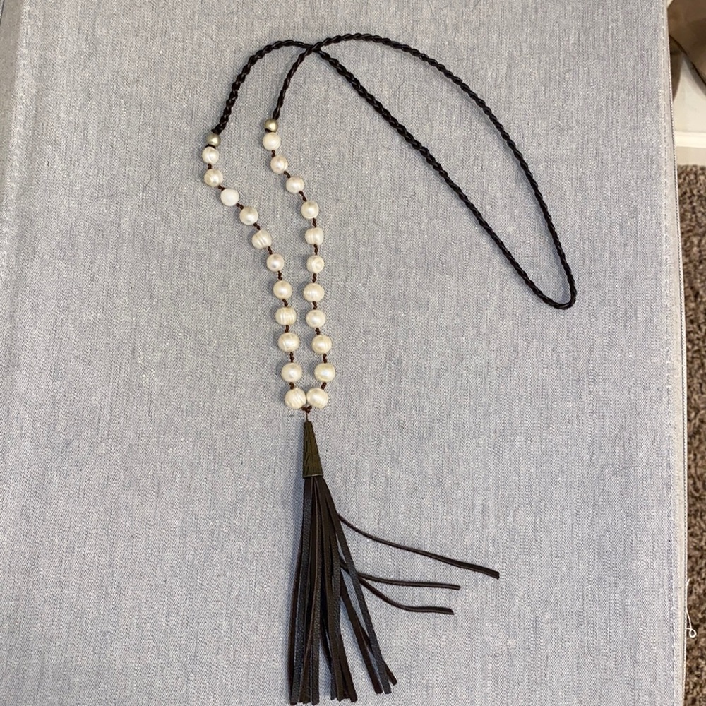 Leather and Peal necklace
